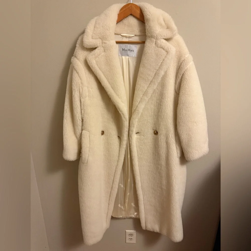 Max Mara Teddy Bear Icon Coat White- Size S - Picture 4 of 11